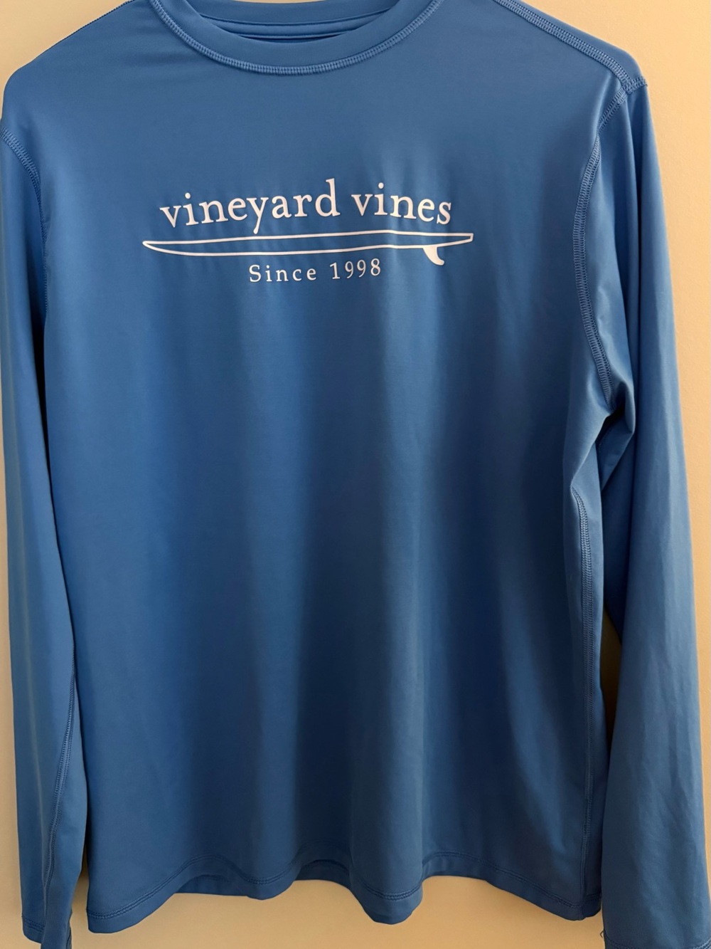 Vineyard Vines Men's Long Sleeve Performance Shirt - Sky Blue with White Logo